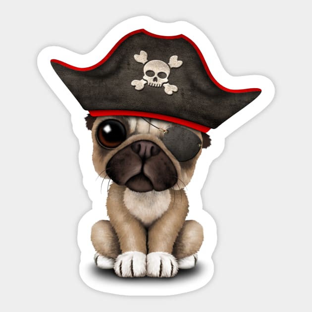 Cute Pug Puppy Pirate Sticker by jeffbartels